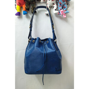 Louis Vuitton Noe Blue Epic Leather Drawstring Bucket Shoulder Bag